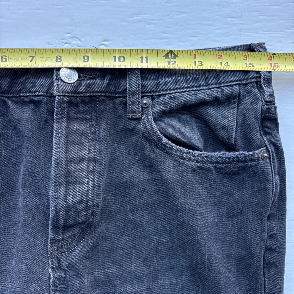 We The Free Free People Black Straight Distressed Jeans Raw Hem Button Fly 28 - Picture 10 of 13
